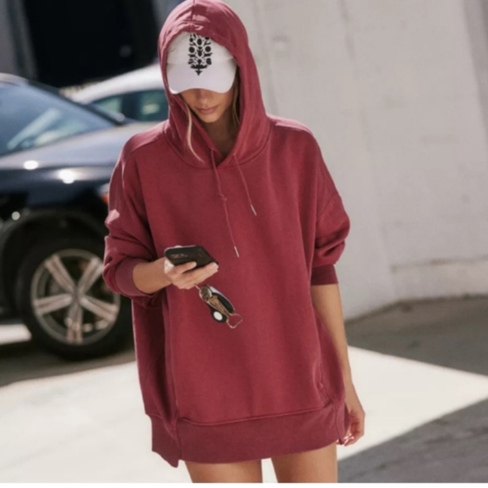 Free People Oversized Hooded Sweatshirt - Dusty Rose